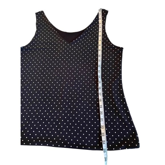 Reversible Tank Shell Top Black and White Polkadot & Black V-Neck Sleeveless Lg - Picture 9 of 9